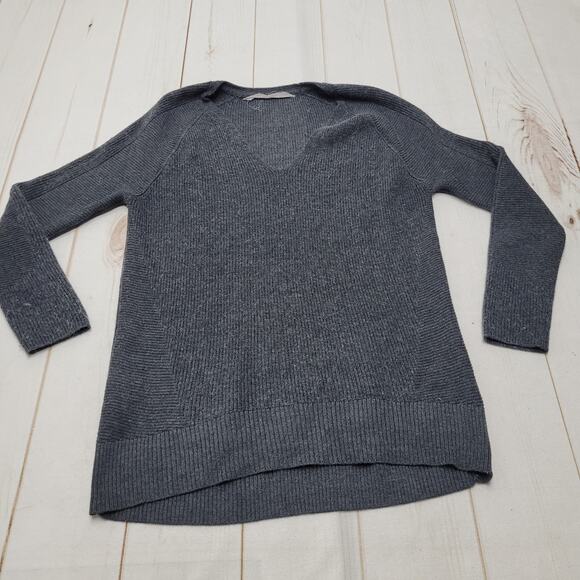 Athleta Hanover merino wool gray knit sweater long V neck - Picture 2 of 10
